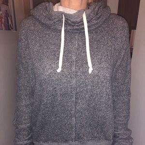 Charcoal Grey exaggerated turtleneck hoodie